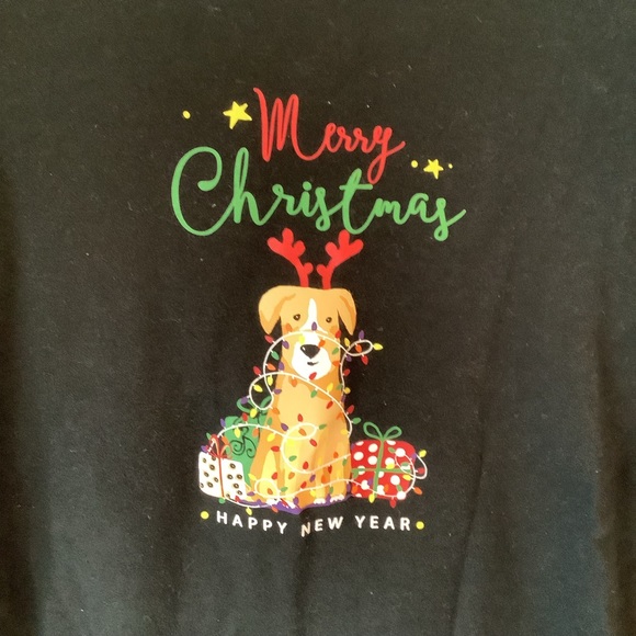 Time And Tru Merry Christmas Dog Long Sleeve Top Black Size Large - Picture 6 of 11